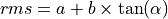 rms = a + b \times \tan(\alpha)