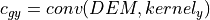 c_{gy} = conv(DEM,kernel_y)
